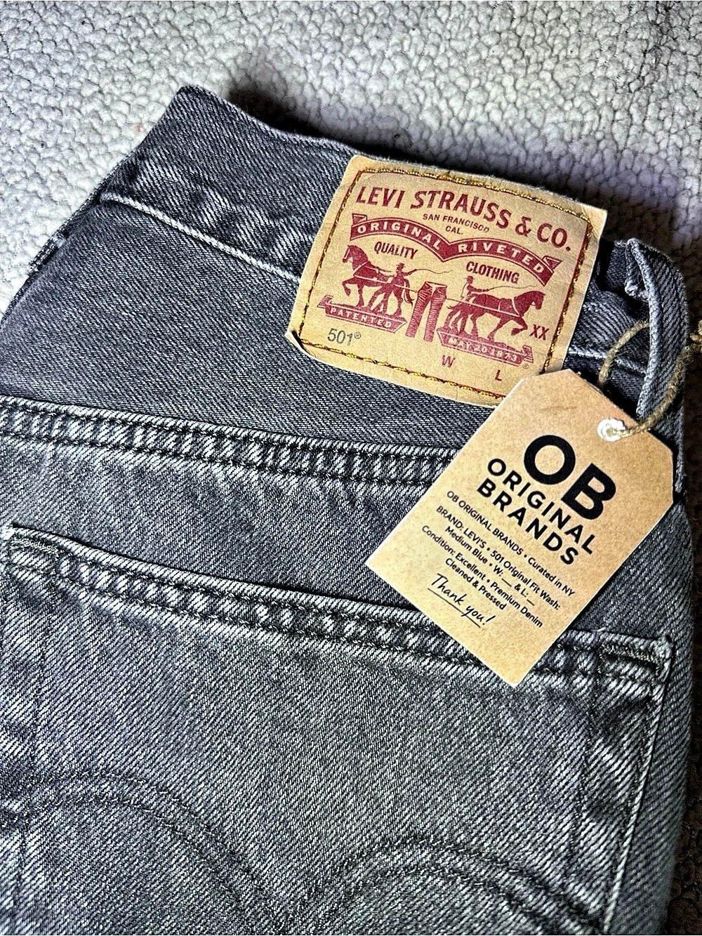 Levi's 501 Original Fit Jeans Straight Leg Gray - Picture 4 of 8